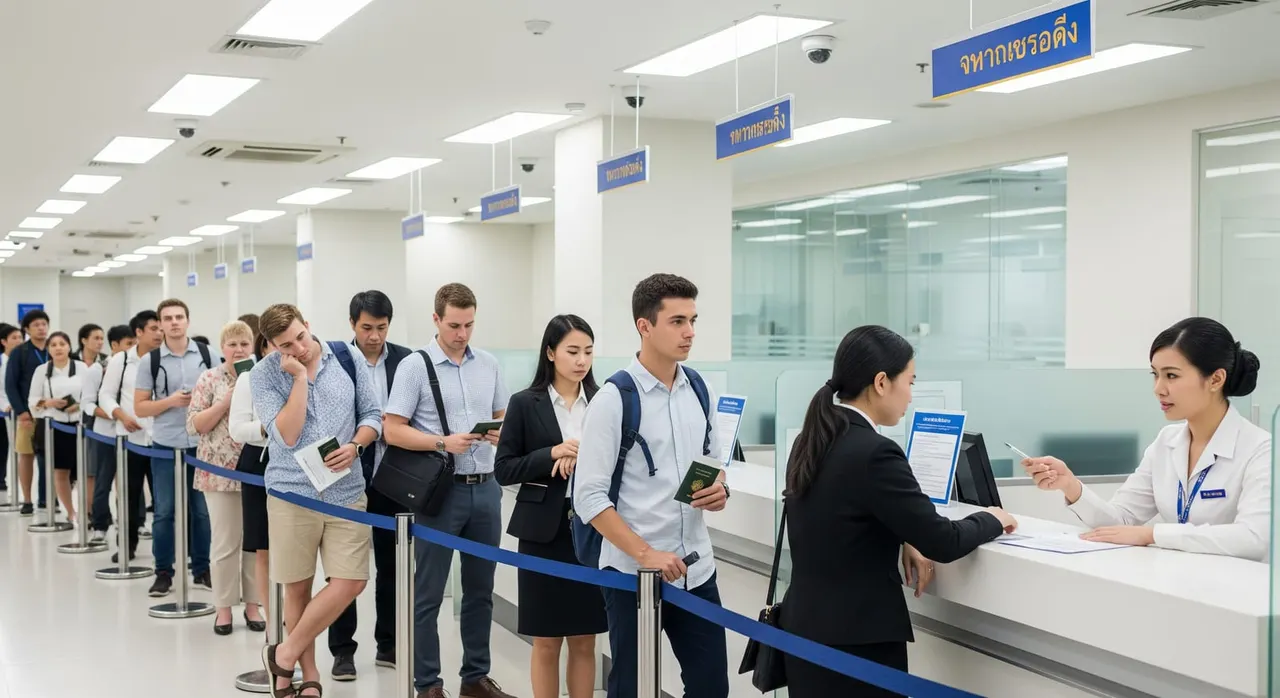 A Thai bank branch where new identity and intent checks are slowing account opening for foreigners.