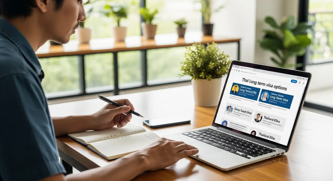 A remote worker in Thailand reviewing long-term visa options as an alternative to the education visa.